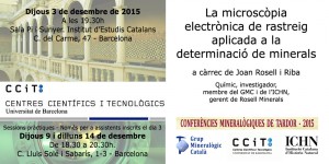 Cartell conferència V: La microscòpia electrònica de rastreig en la determinació de minerals (amb pràctica als CCiTUB).